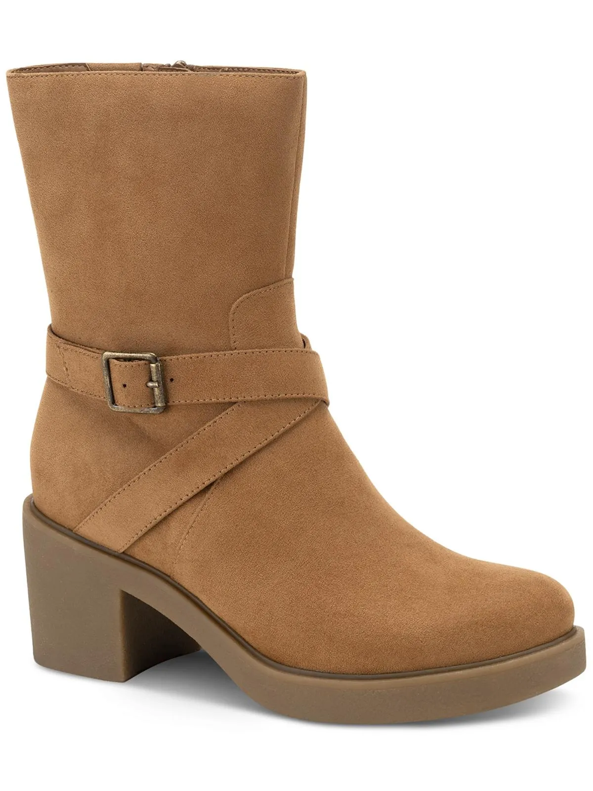 Womens Faux Leather Round Toe Booties