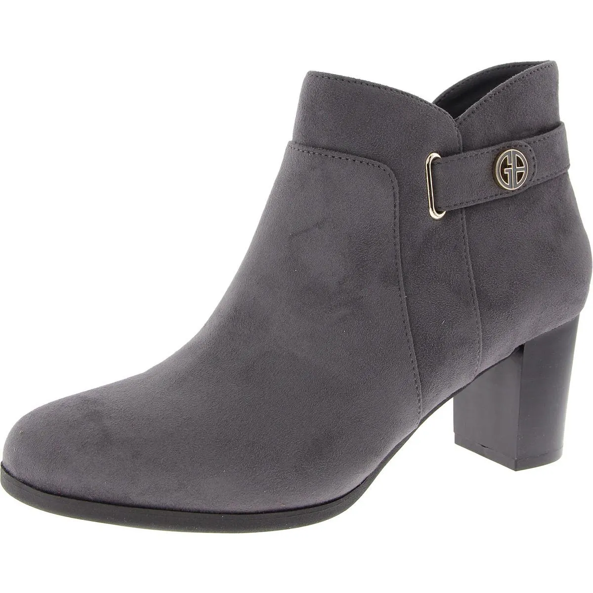Womens Faux Suede Block Heel Booties