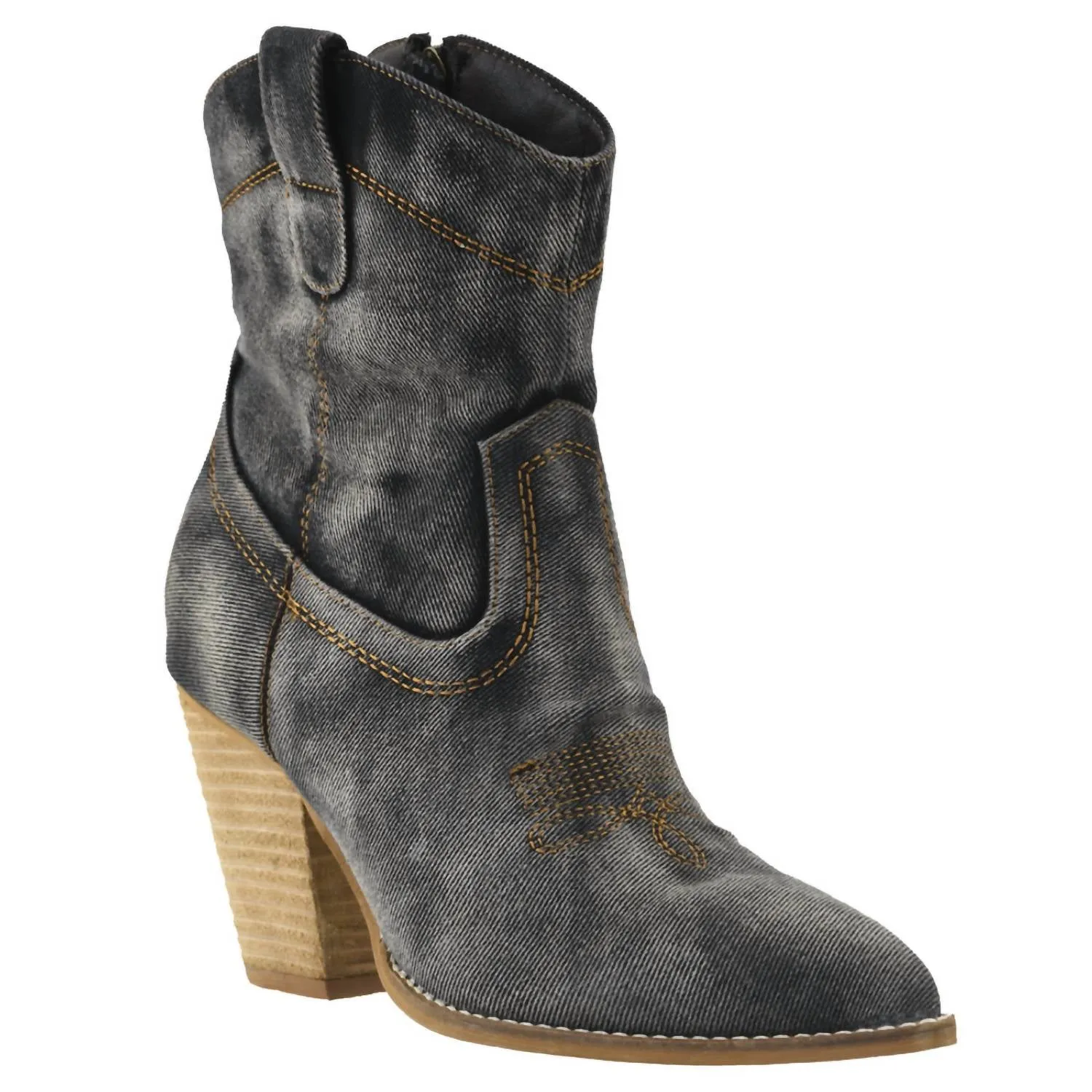 Women's Friends In Low Places Western Boots In Washed Dark Denim