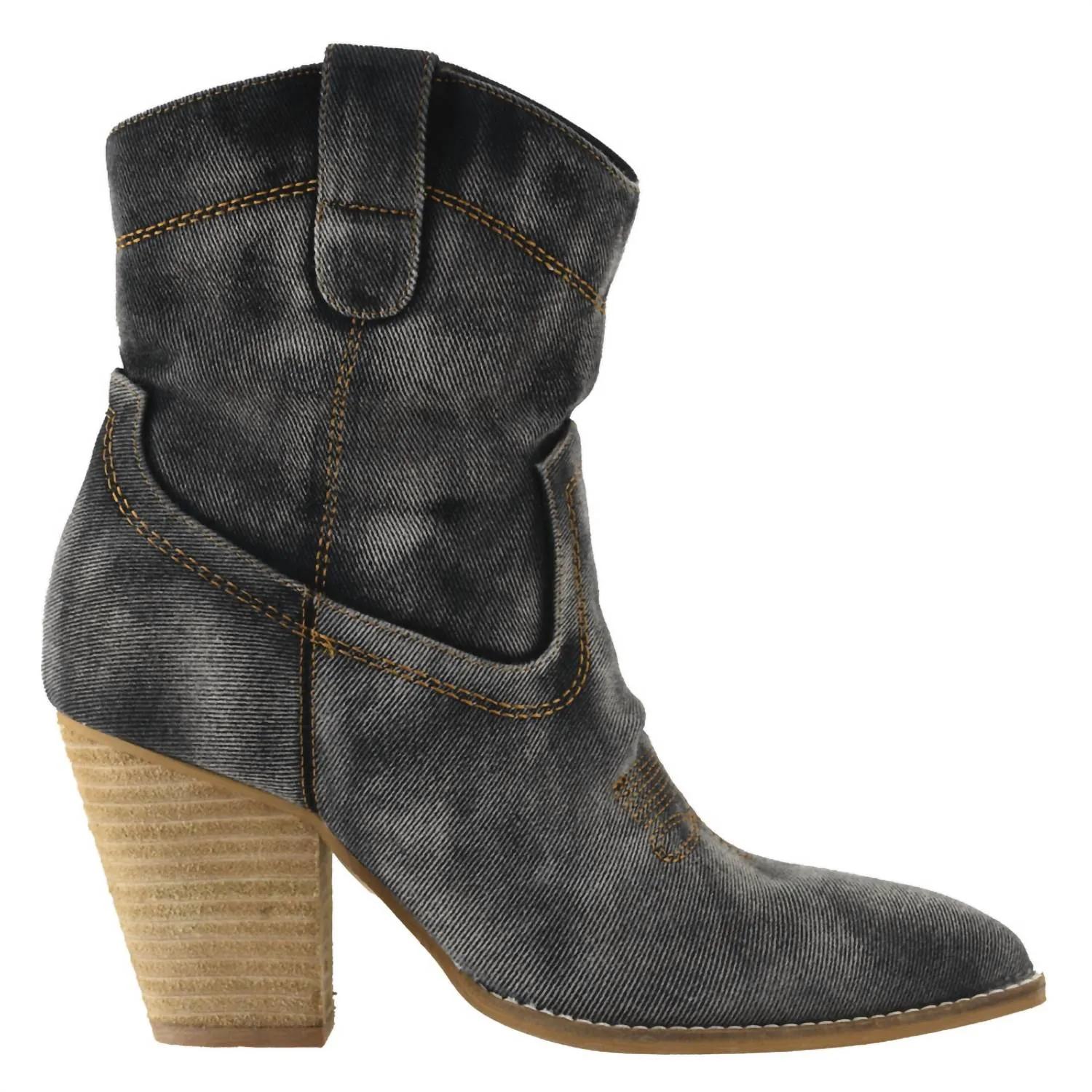 Women's Friends In Low Places Western Boots In Washed Dark Denim