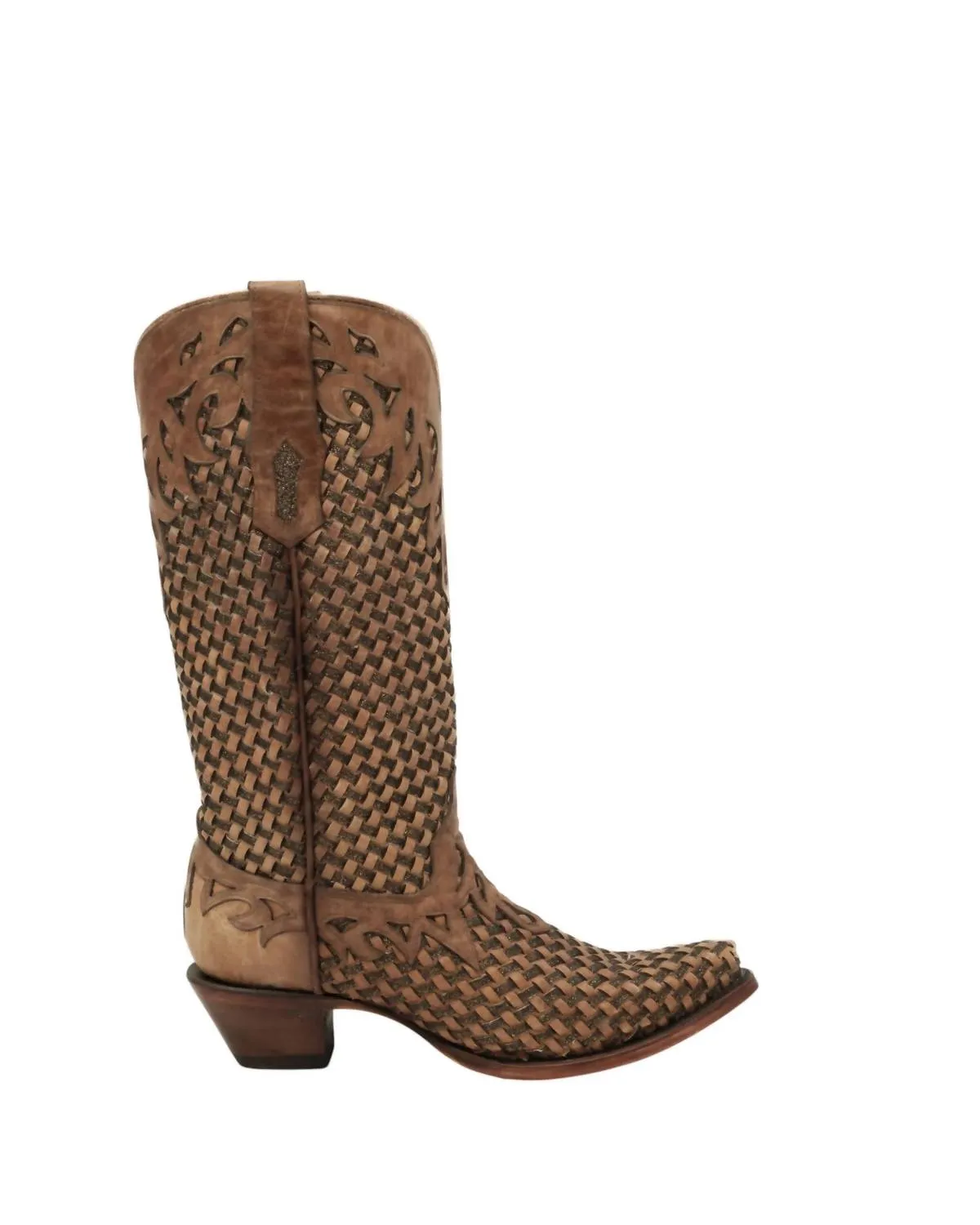 Women's Glitter Woven Boots In Sand