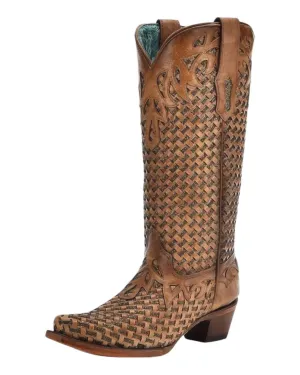 Women's Glitter Woven Boots In Sand