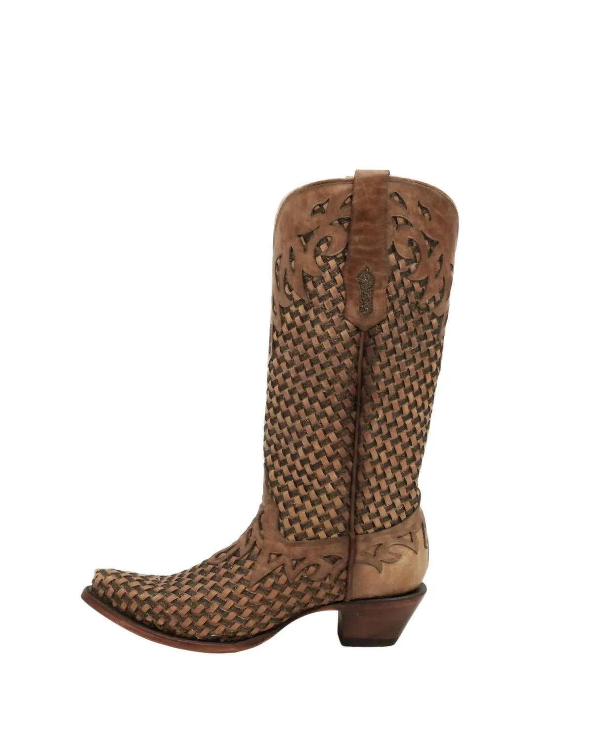 Women's Glitter Woven Boots In Sand