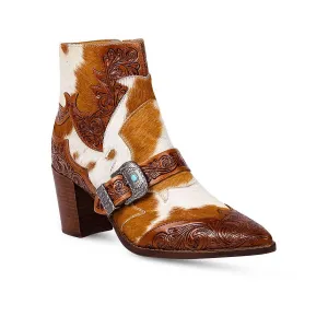 Women's Goldie Hair On Hide Tooled Boots In Brown