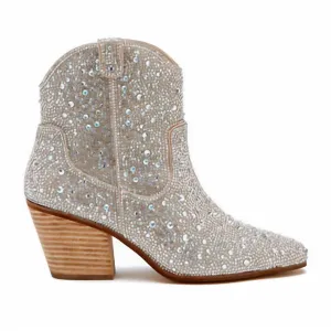 Women's Harlow Rhinestone Bootie In Clear Rhinestone