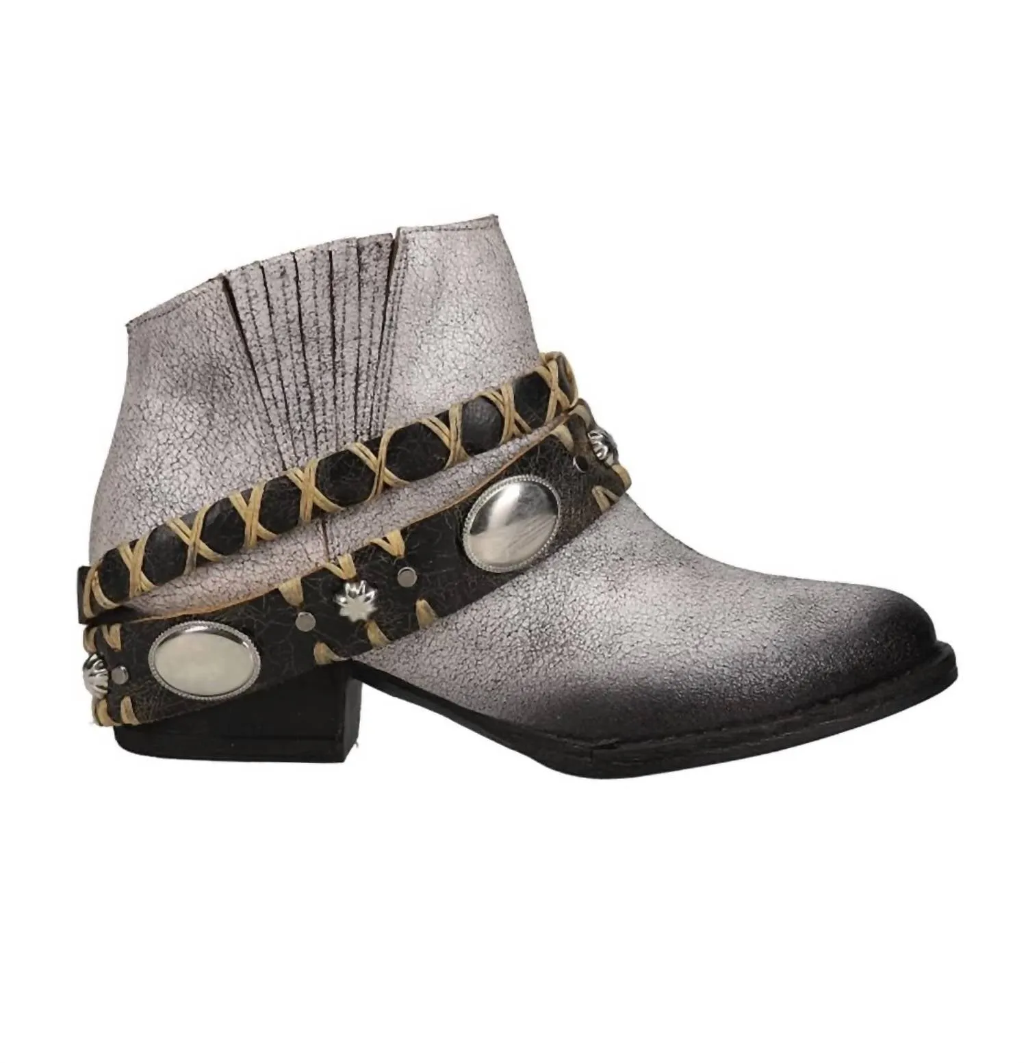 Women's Harness Shortie Boot In White/black