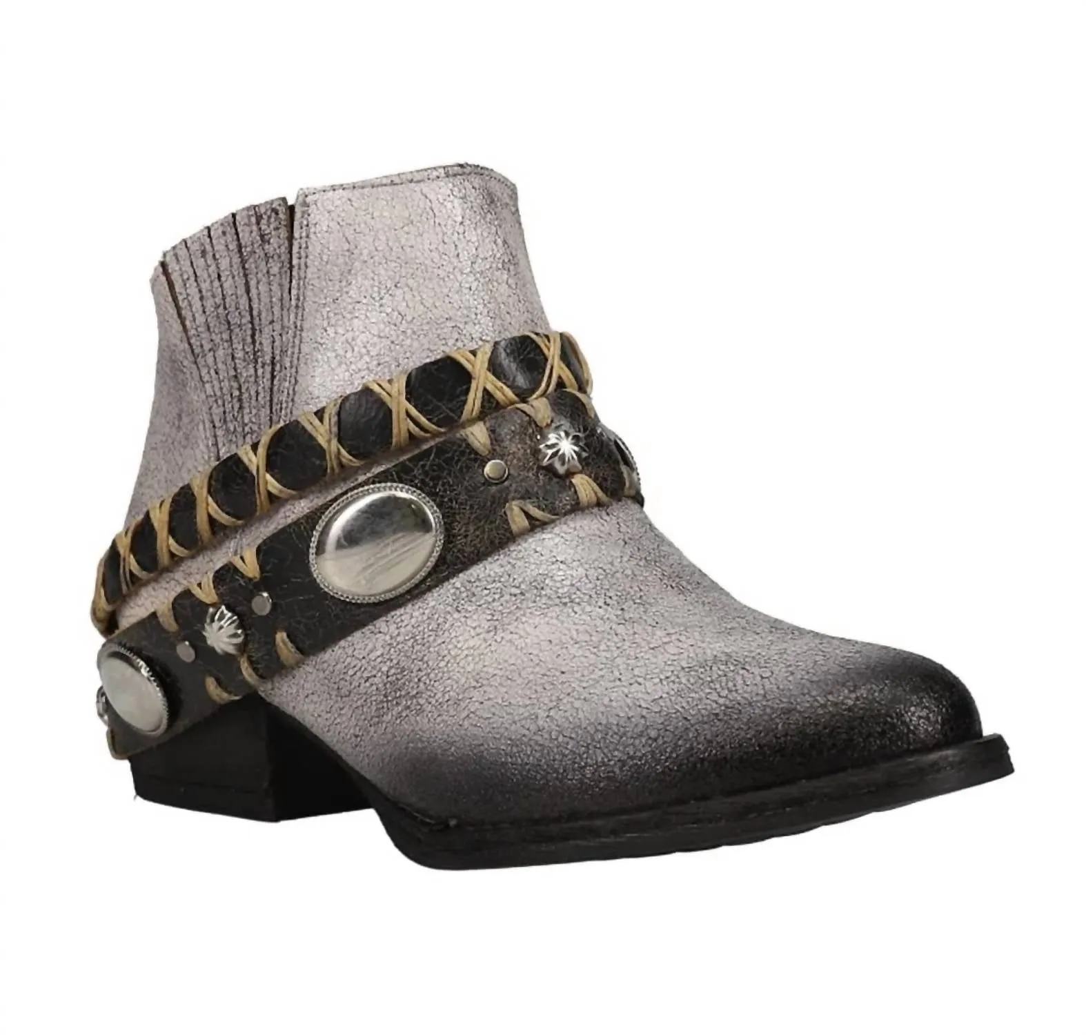 Women's Harness Shortie Boot In White/black