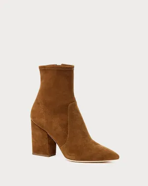 Women's Isla Cacao Suede Slim Ankle Bootie In Brown