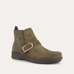 Women's Kolmer Bootie - Wide In Oily Olive Suede