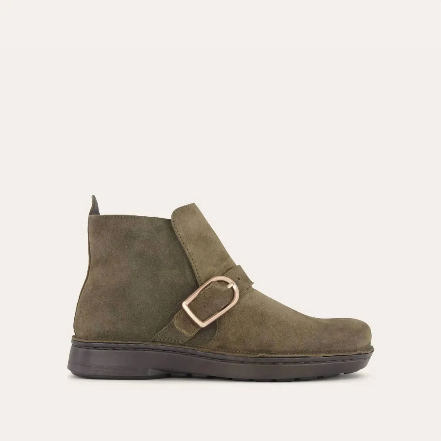 Women's Kolmer Bootie - Wide In Oily Olive Suede