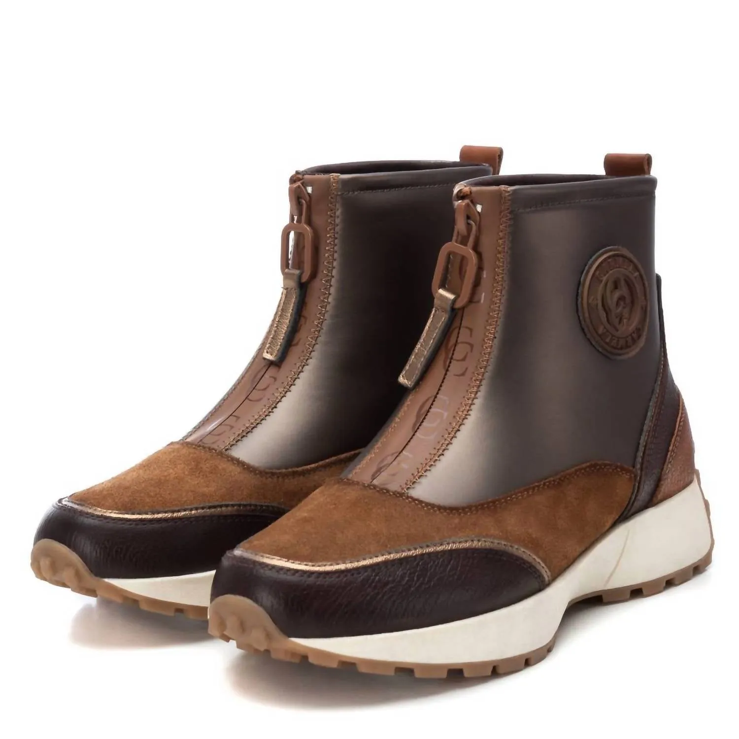 Women's Leather Booties In Camel