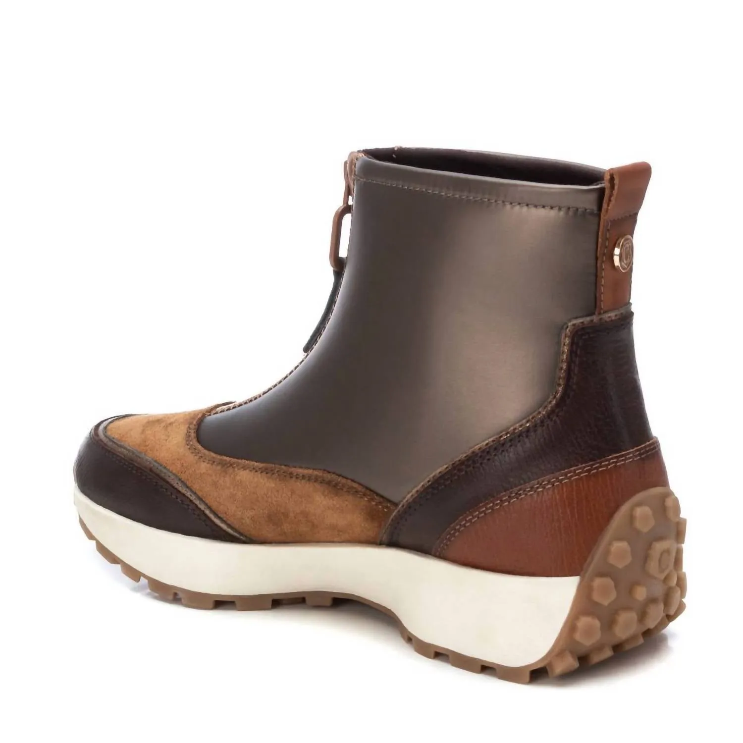 Women's Leather Booties In Camel
