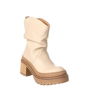 Women's Leather Slouch Boot In Mel Cream