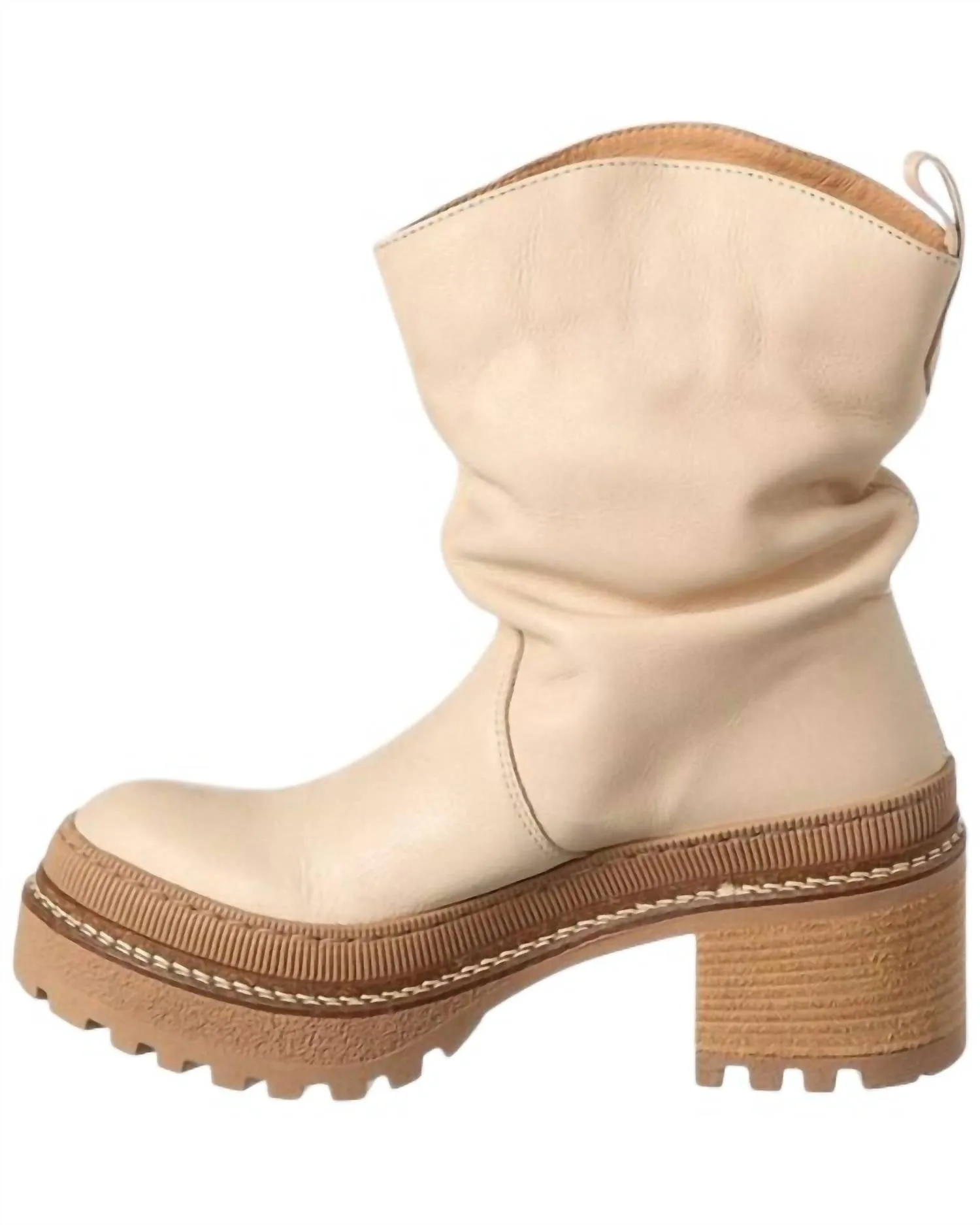 Women's Leather Slouch Boot In Mel Cream