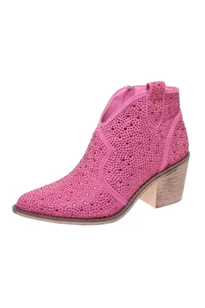 Women's Made For Fame Rhinestone Booties In Pink