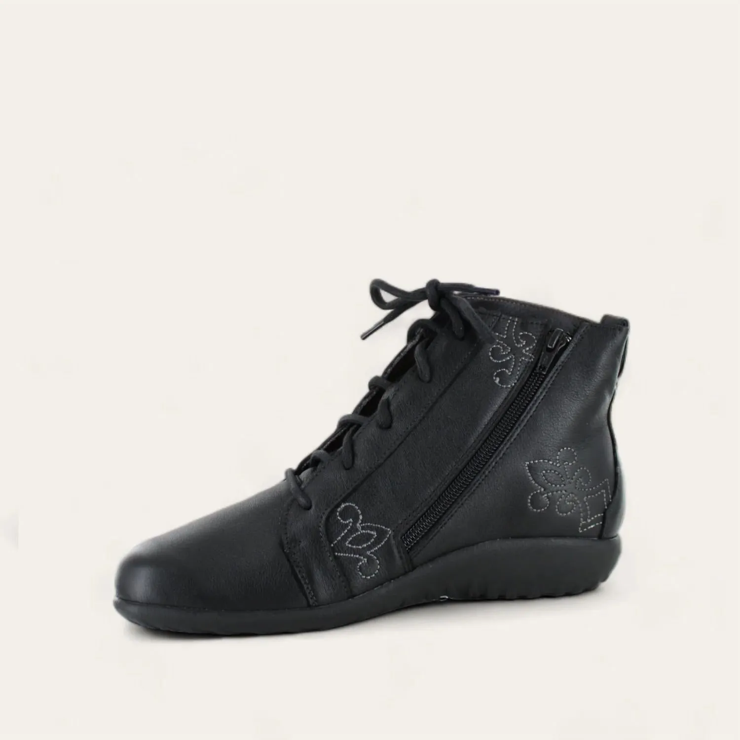 Women's Manga Lace Up Bootie In Soft Black Leather