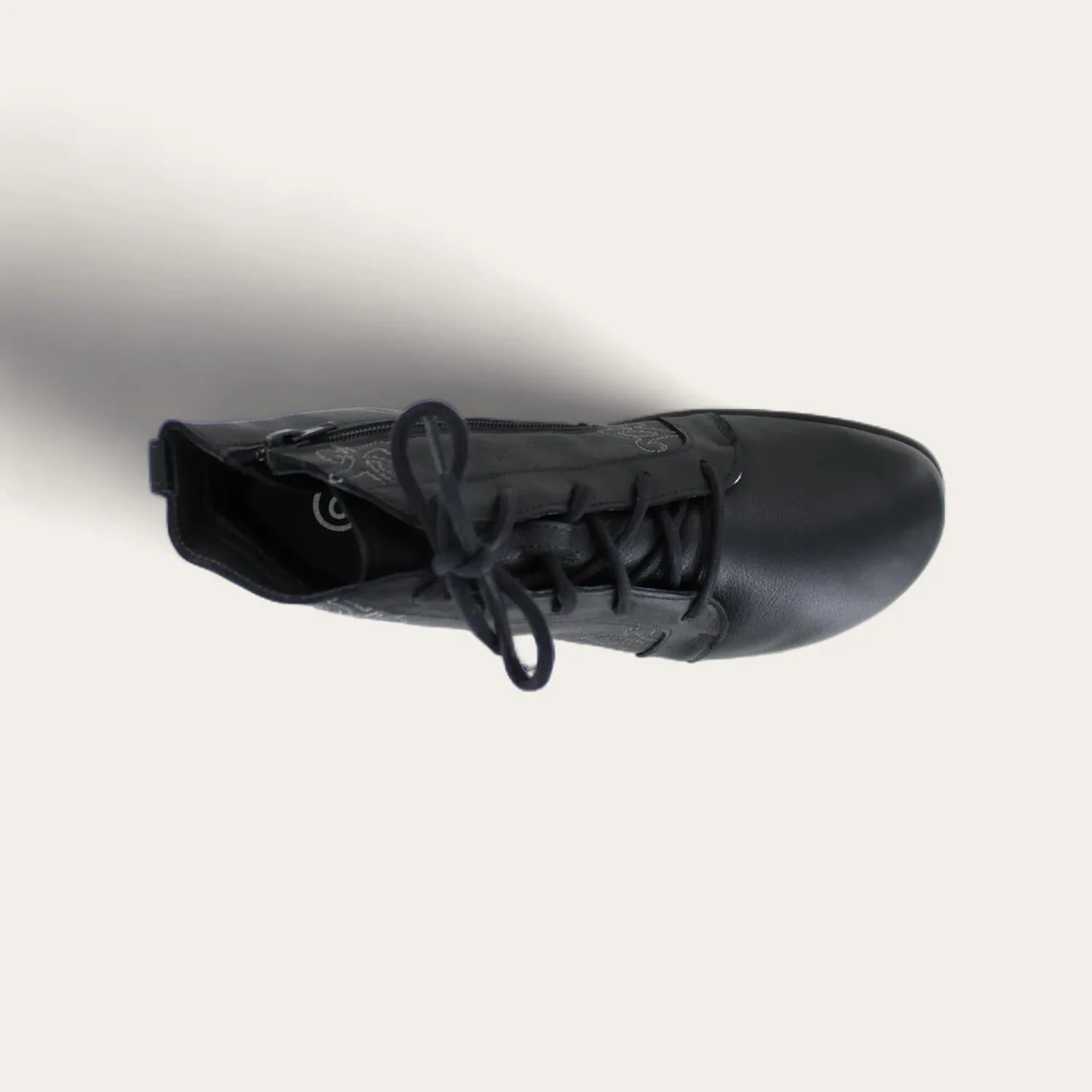 Women's Manga Lace Up Bootie In Soft Black Leather