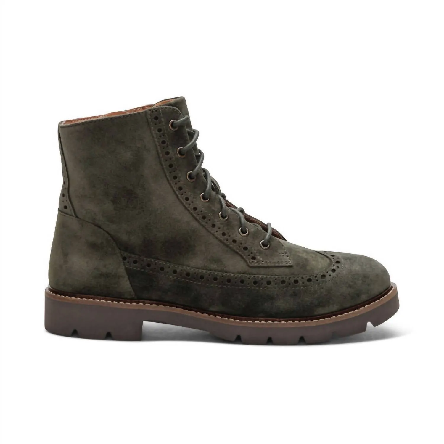 Women's Margot Brogue Lace-Up Boots In Dark Green