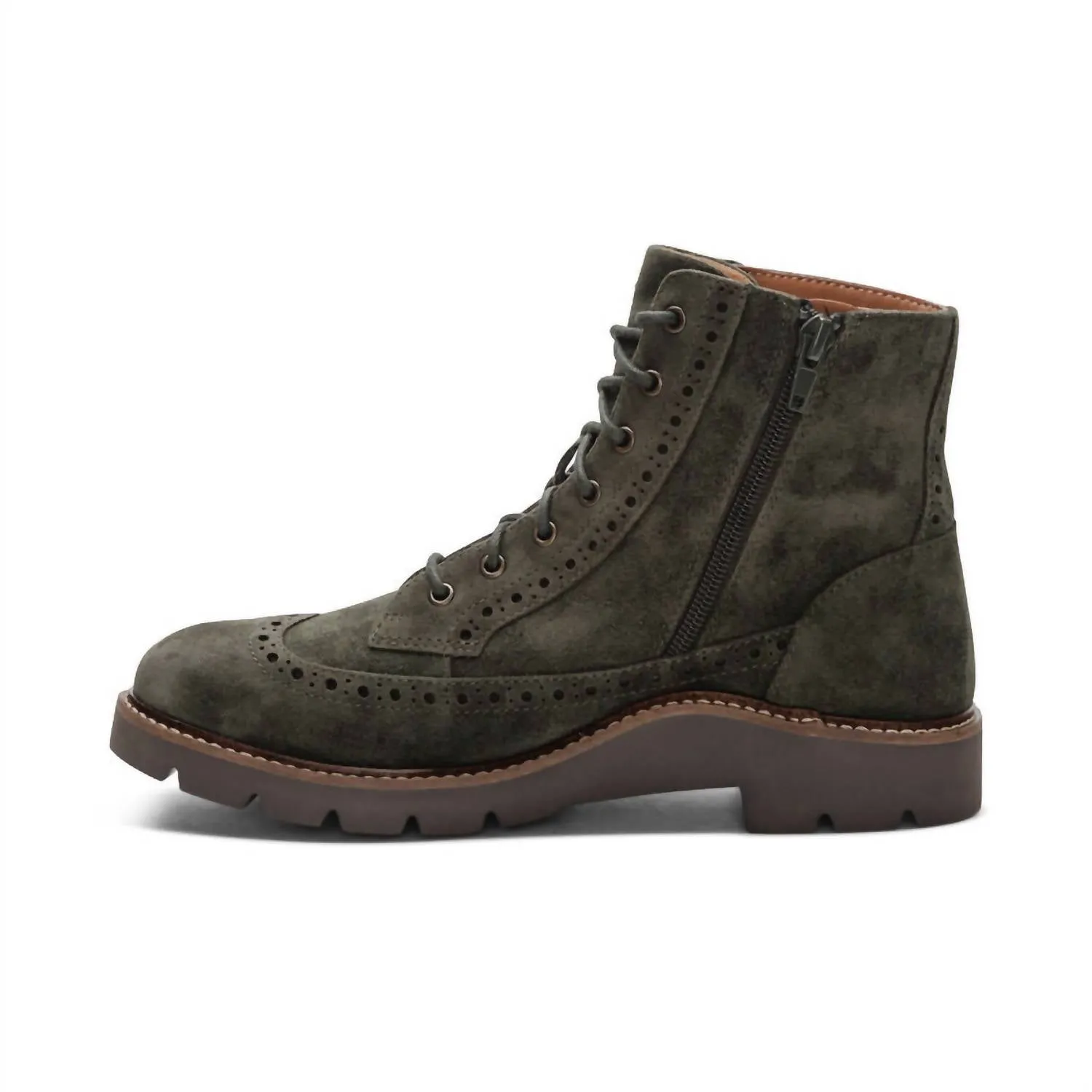 Women's Margot Brogue Lace-Up Boots In Dark Green