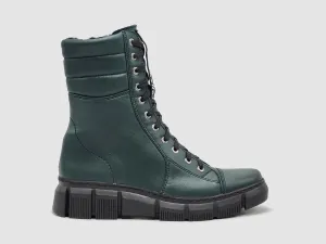 Women's Medusa Fur-Lined Leather Boots In Green