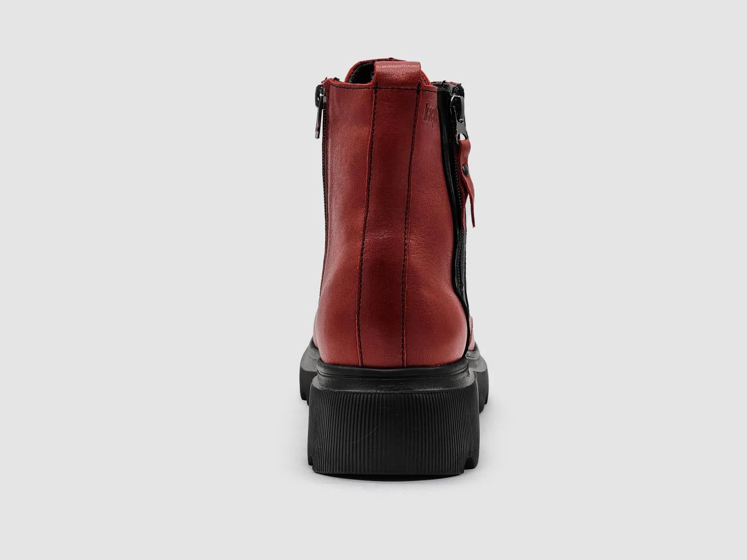 Women's Modern Lined Zip-Up Leather Boots In Red