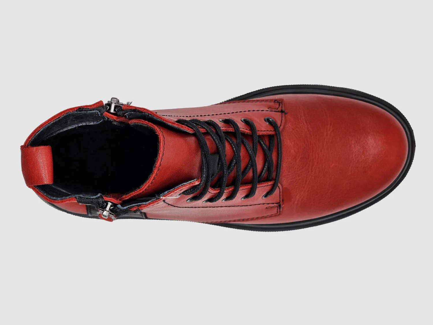 Women's Modern Lined Zip-Up Leather Boots In Red