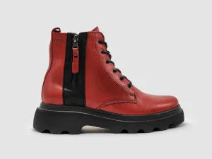 Women's Modern Lined Zip-Up Leather Boots In Red