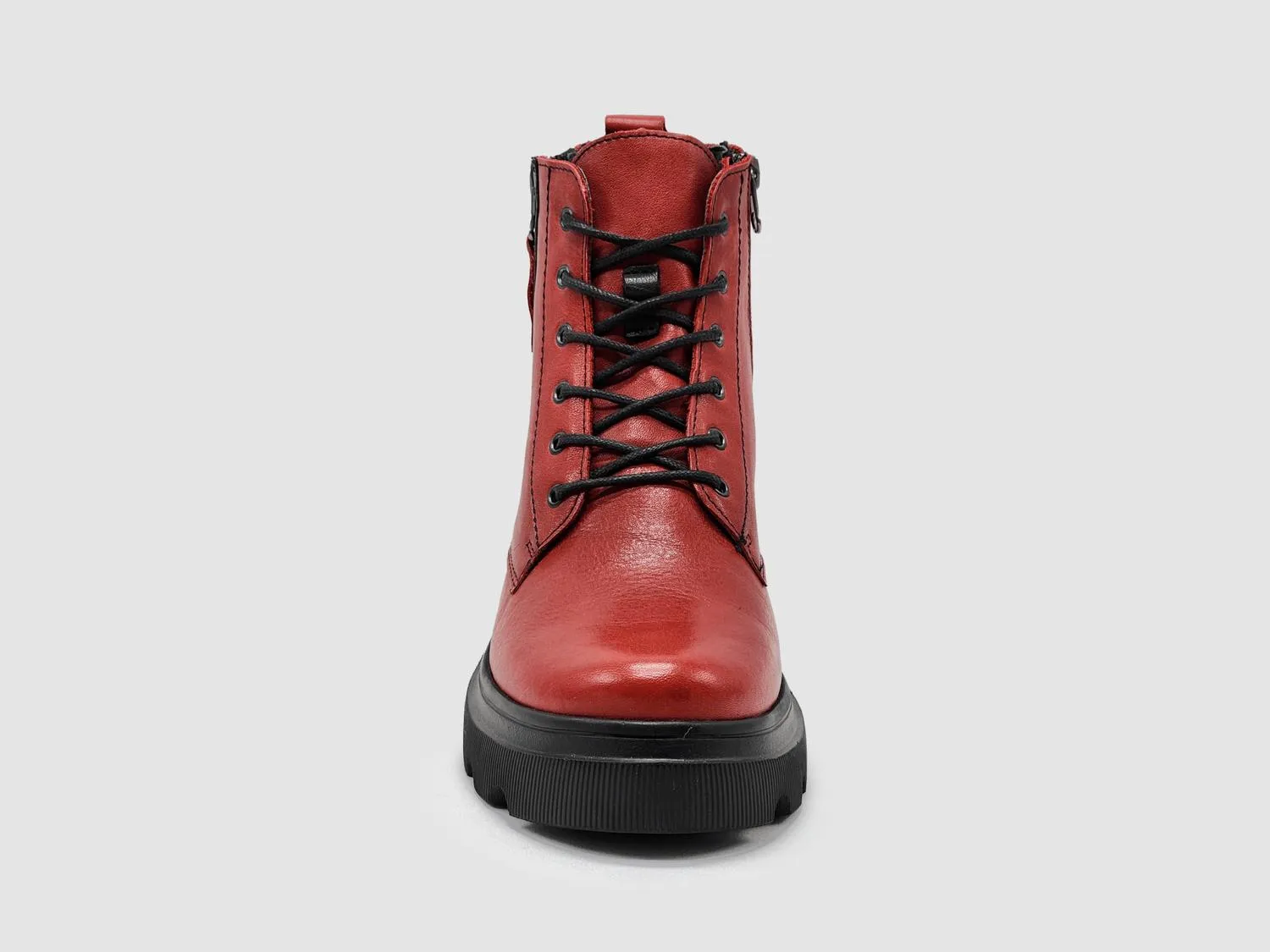 Women's Modern Lined Zip-Up Leather Boots In Red