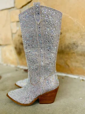 Women's Nashville Glitz & Glam Rhinestone Boots In Silver
