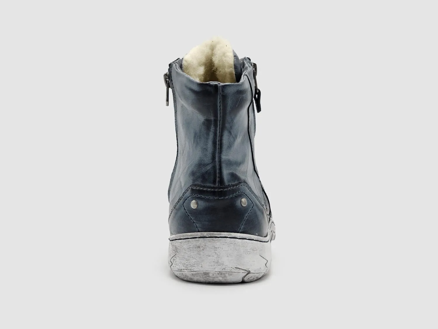 Women's Original Thick Wool-Lined Zip-Up Leather Boots In Blue