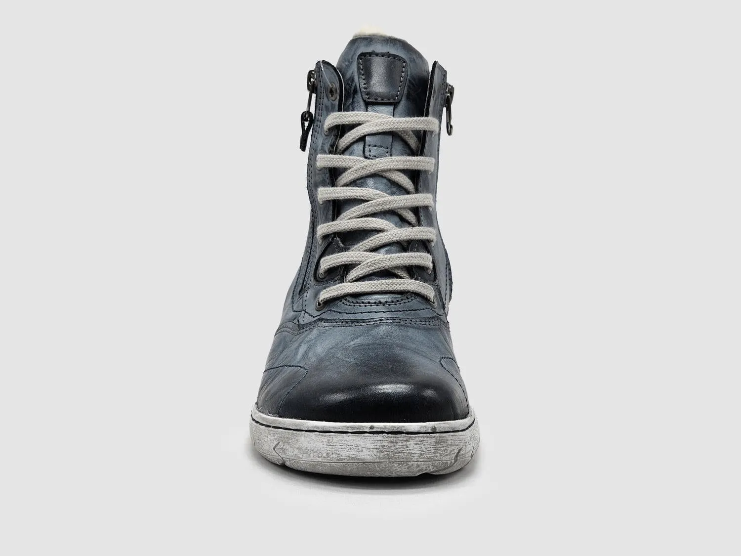 Women's Original Thick Wool-Lined Zip-Up Leather Boots In Blue