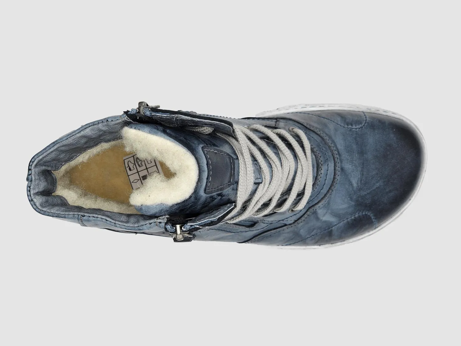 Women's Original Thick Wool-Lined Zip-Up Leather Boots In Blue