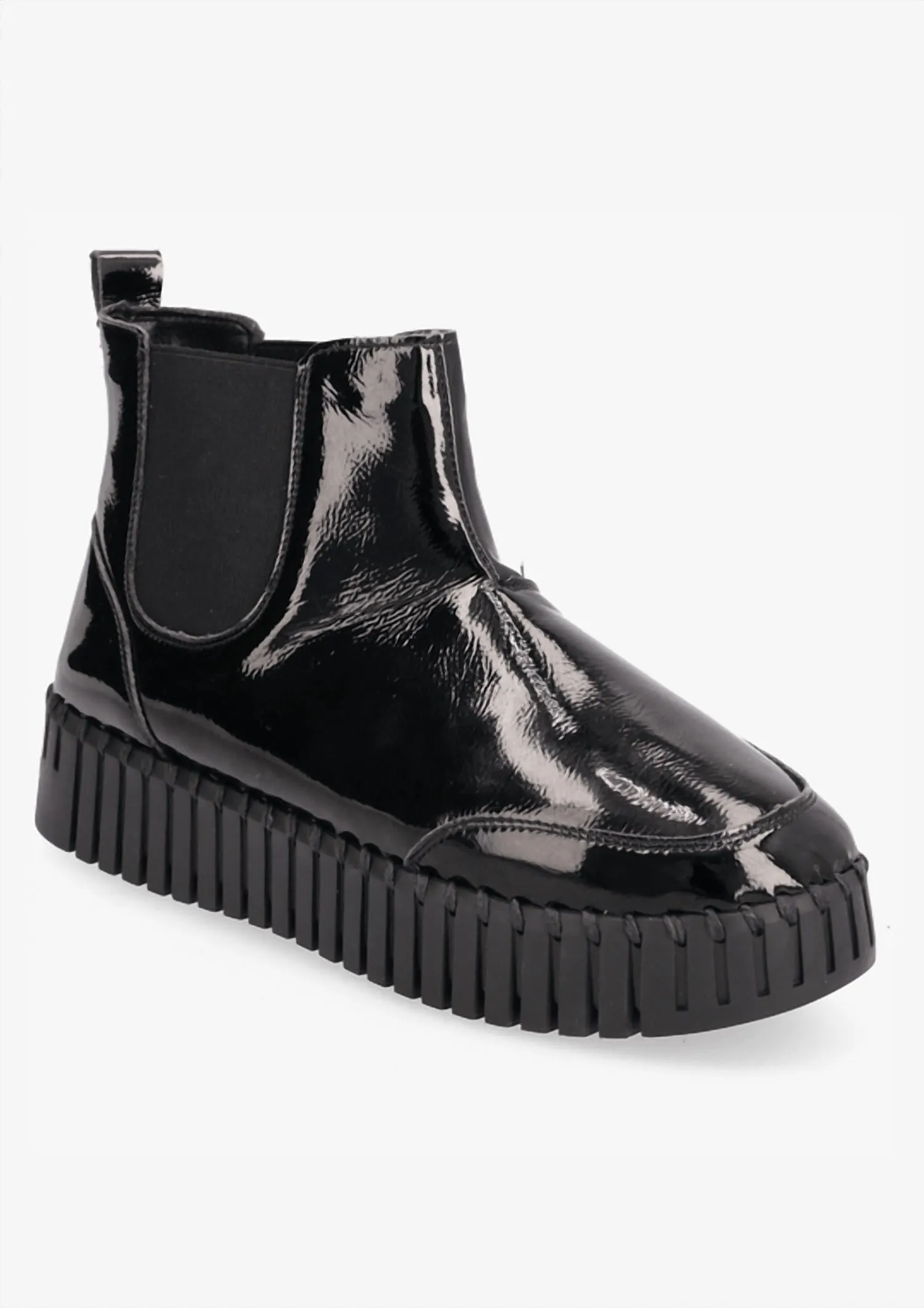 Women's Patent Slip On Bootie In Black