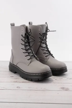 Women's Renee Lace Up Combat Boots In Grey