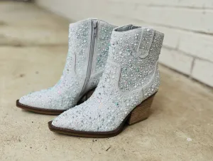 Women's Rhinestone Booties In Pearl