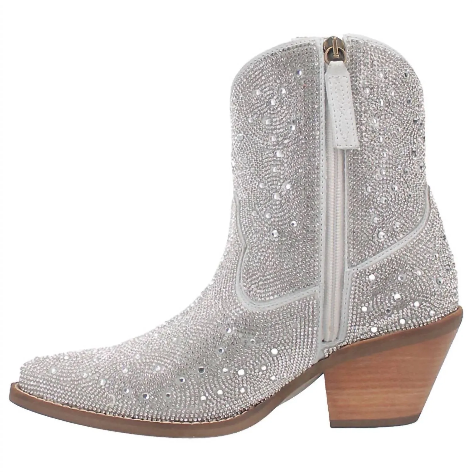 Women's Rhinestone Cowgirl Short Boot In Silver