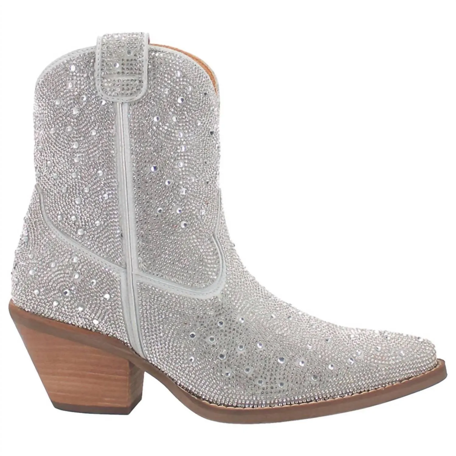Women's Rhinestone Cowgirl Short Boot In Silver