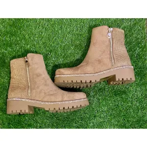 Women's Rhinestones Booties In Beige