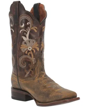 Women's Sabina Leather Sole Square Toe Boot In Distressed Brown