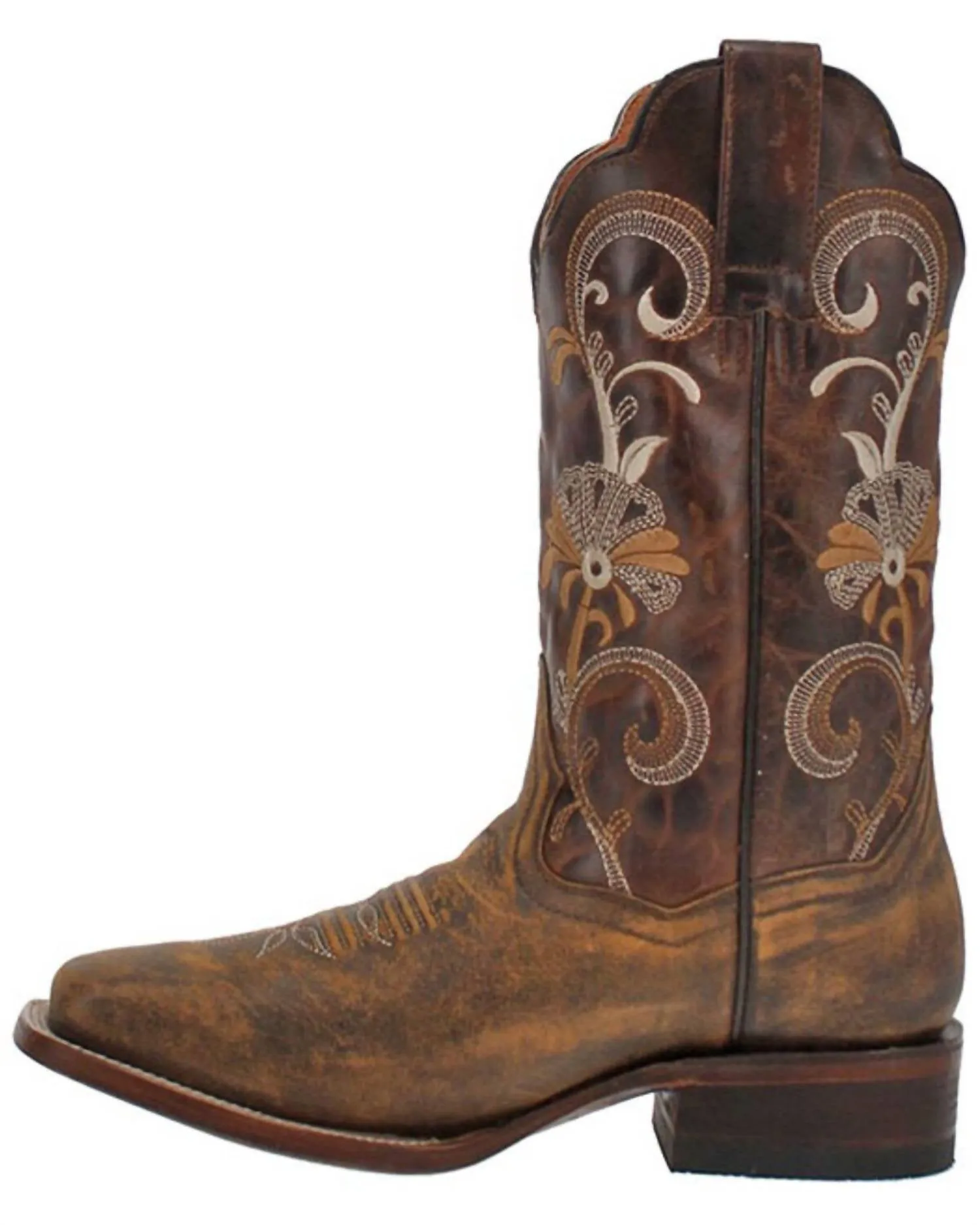 Women's Sabina Leather Sole Square Toe Boot In Distressed Brown