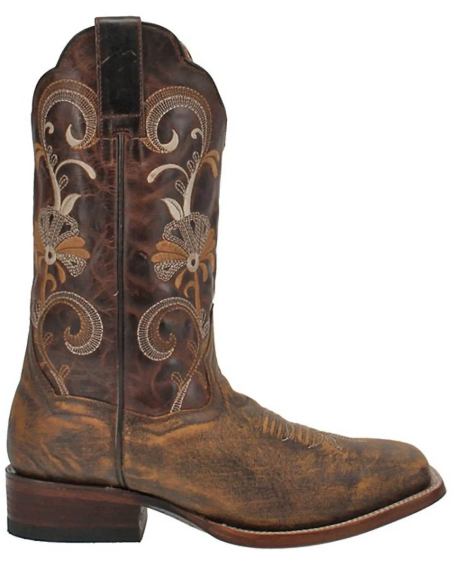 Women's Sabina Leather Sole Square Toe Boot In Distressed Brown