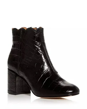 Women's Selena Croc Embossed Ankle Boot In Black