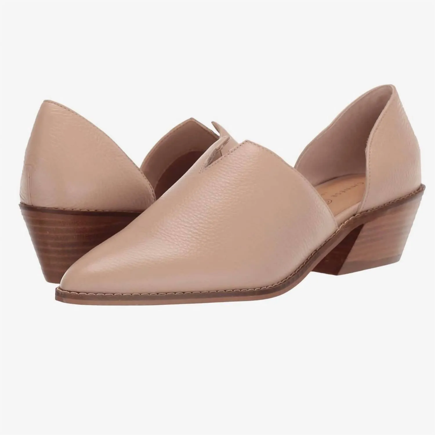 Women's Slid On Flat Ankle Bootie In Tan