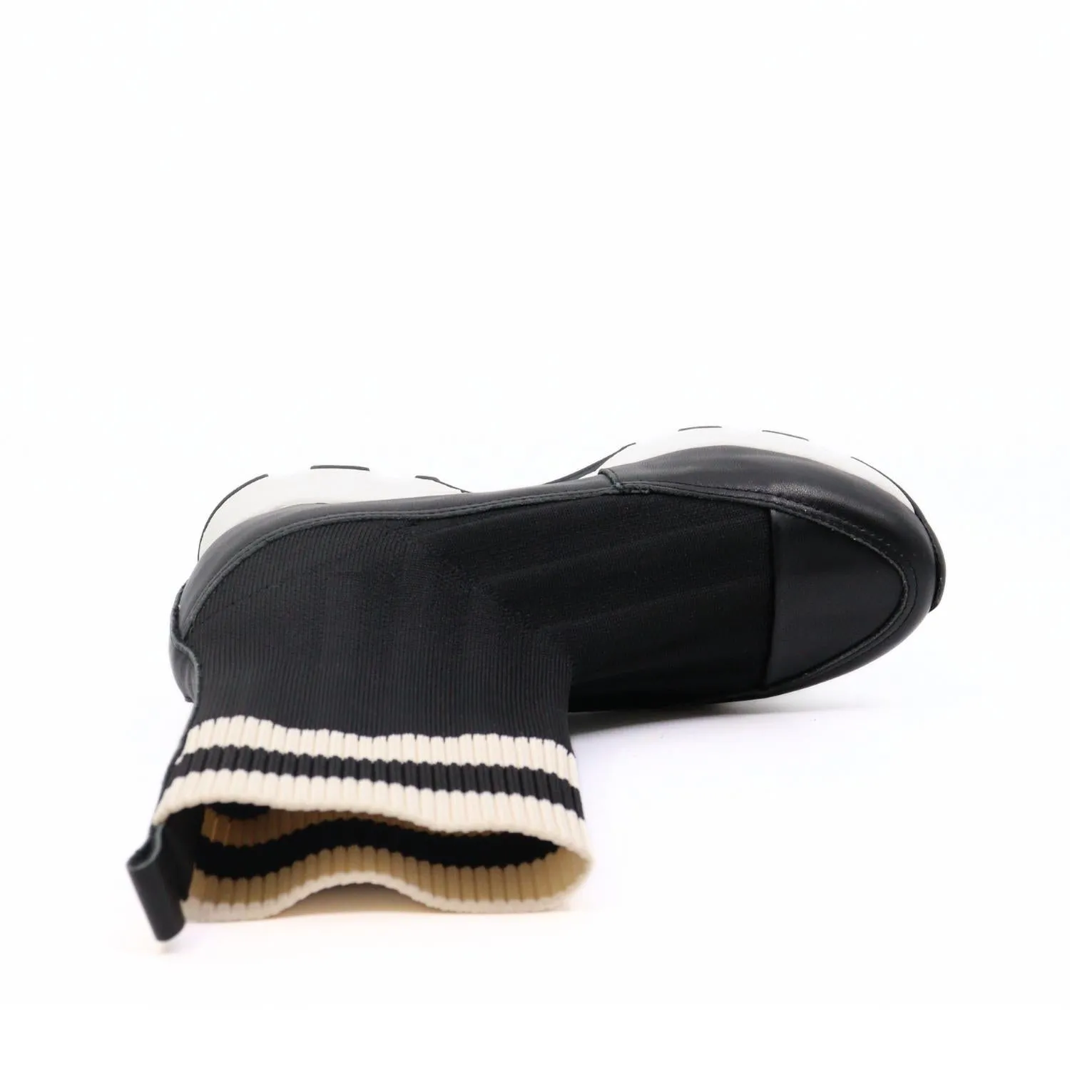 Women's Stripey Sock Bootie In Black