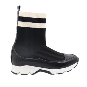 Women's Stripey Sock Bootie In Black