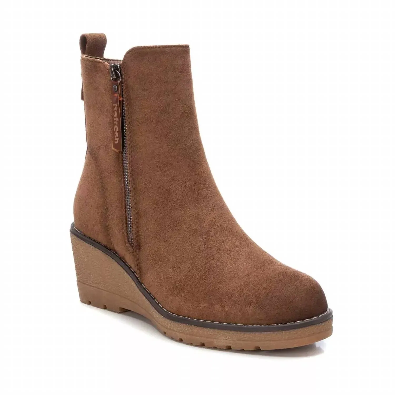 Women's Suede Booties In Camel