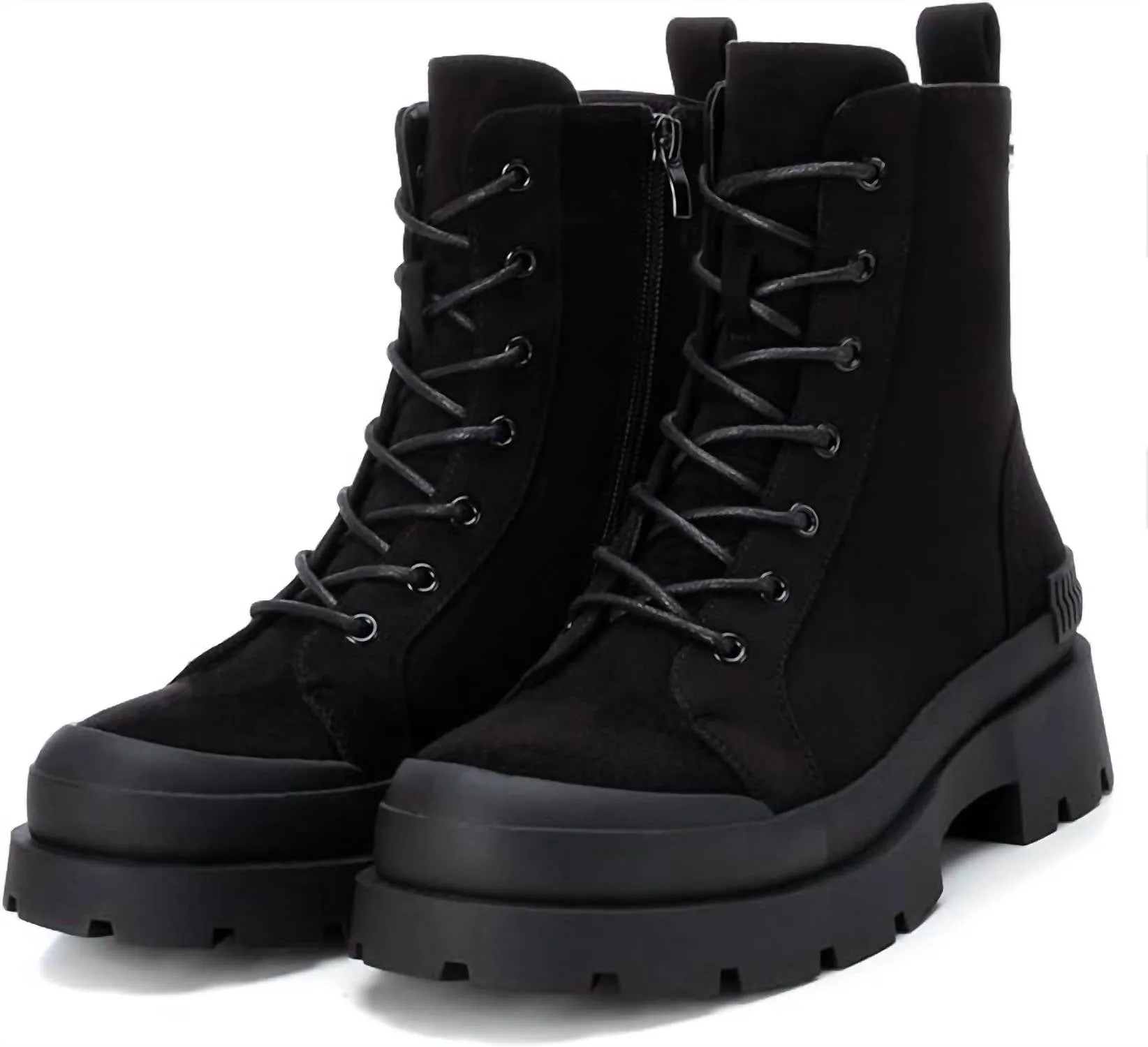 Women's Suede Lace-Up Booties In Black