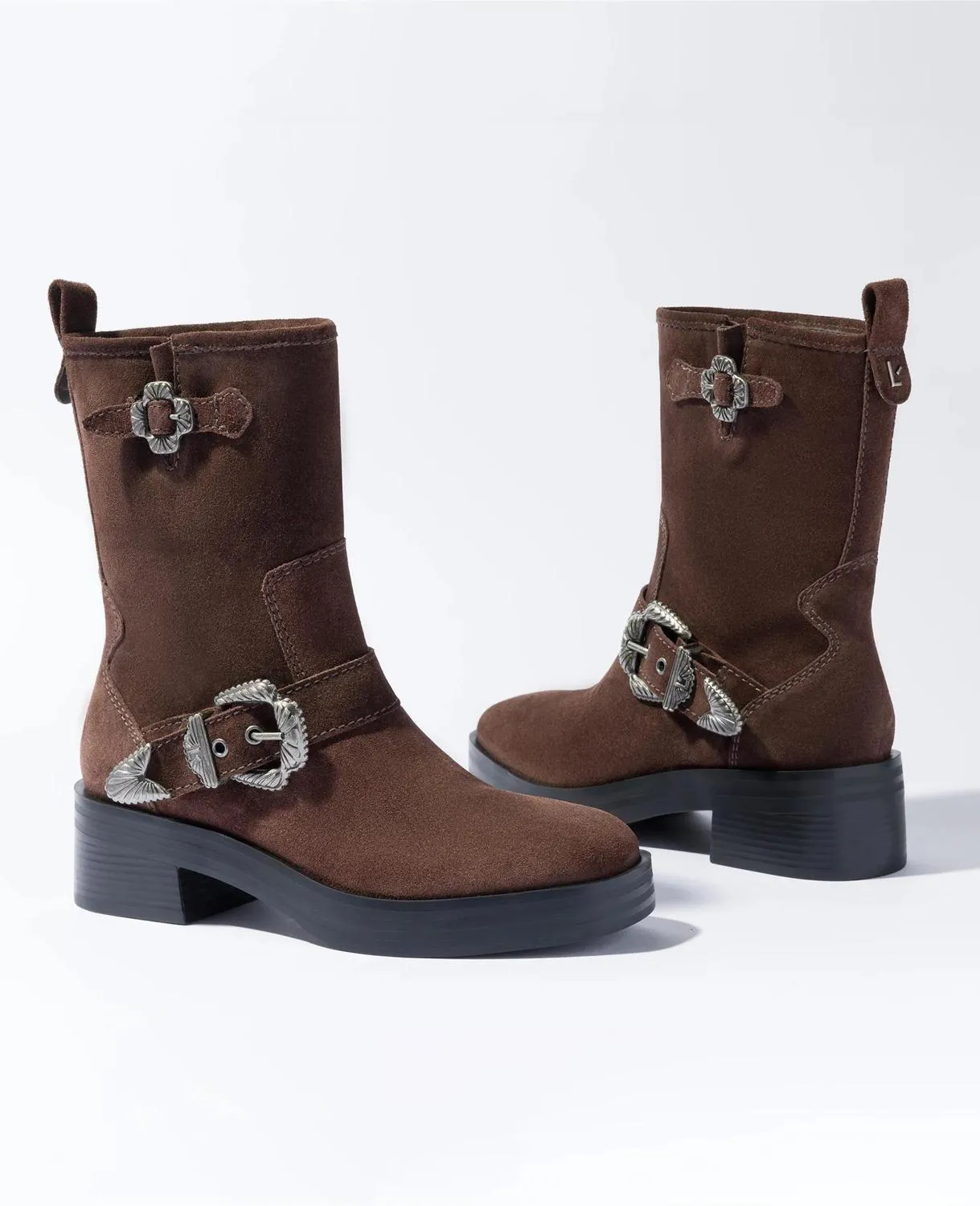 Women's Suede Moto Boot In Brown