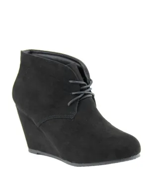 Women's Suede Wedge Boots In Skye-Black