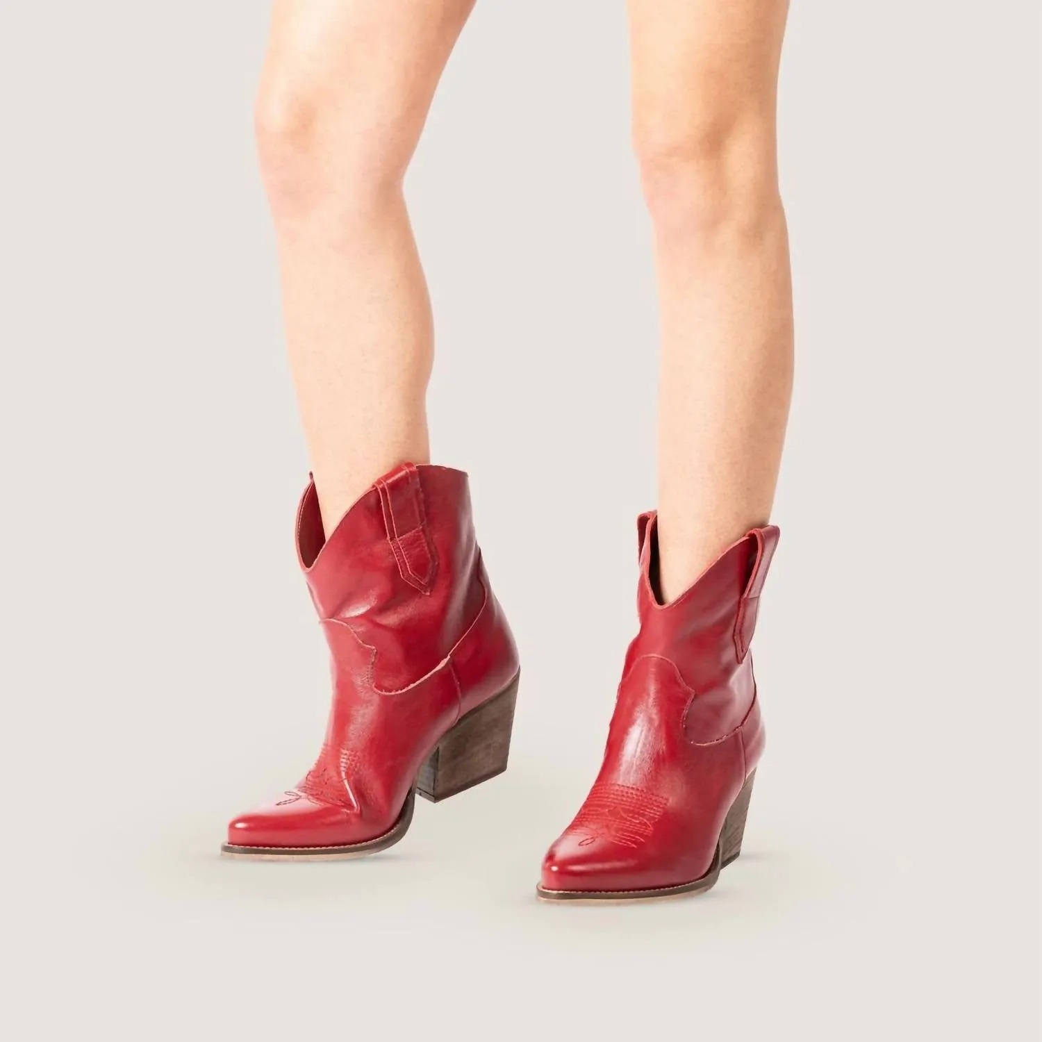 Women's Texan Ankle Boots In Red
